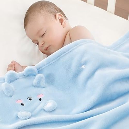 Baby Blanket, Foldable Bear Shape Plush Baby Blanket, Super Soft Warm Breathable Receiving Blankets Newborn Nursery Swaddle Blankets Gifts for Crib Stroller Baby Boys Girls Birthday Baby Shower