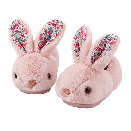 Girls Toddler Slippers Boys House Shoes for Little Kids Cute with Bunny Design Plush Indoor Slippers Non-Slip