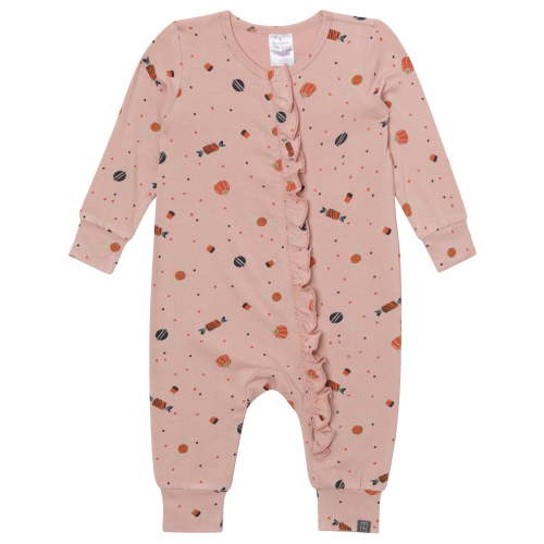 Modern Moments by Gerber Baby Girl Tow-Way Zip Viscose Halloween Ruffled Coverall, Sizes Newborn - 12 Months