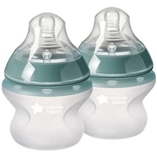 Tommee Tippee Closer to Nature Soft Feel Silicone Baby Bottle | Breast-Like Nipple, Anti-Colic, Stain & Odor-Resistant, Clear, 5 Ounce,2 Count