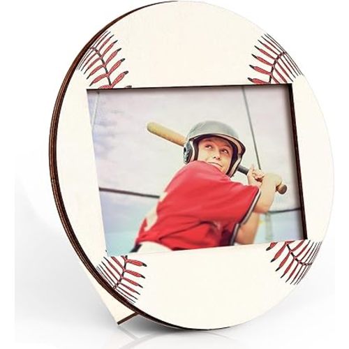 clothmile Baseball Picture Frame 4x6 Sport Themed Wooden Photo Frame Base Balls Photo Frame Horizontally Vertically Used for Wall Decor Hanging or Tabletop Display