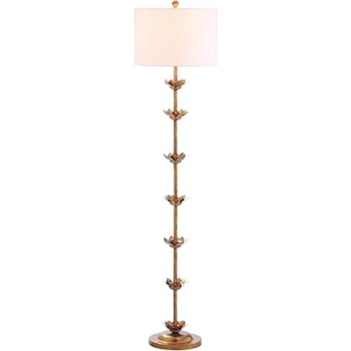 Safavieh FLL4003A Lighting Collection Landen Leaf 63.5" Antique Gold Floor Lamp, Metal