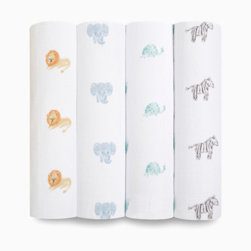 Aden + Anais Cotton Muslin Swaddle 4-Pack - Animal Kingdom