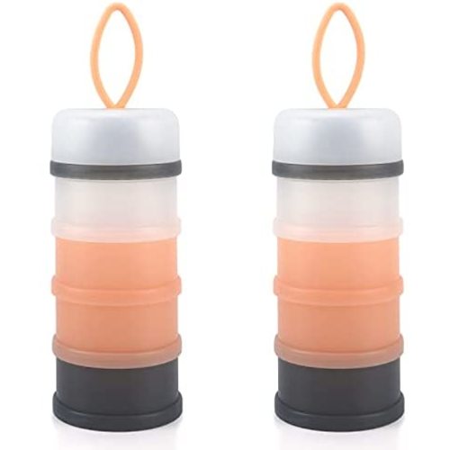Accmor 4 Layers Baby Milk Powder Stackable Formula Dispenser, Formula Container for Travel, Non-Spill Stackable Baby Snack Storage Container, BPA Free, 2 Pack