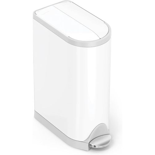 simplehuman Diaper Can with Odorsorb System (Odorsorb Pods and Odorsorb Liners), 18 Liter/ 4.8 Gallon, White Stainless Steel