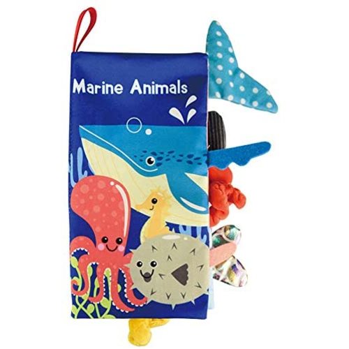 Soft Cloth Books for Babies - 3 Kinds Animal Early Educational Activity Crinkle Books for Infant , Great Shower Gift for Toddlers , Newborn Gifts for 0-6 Months ,Great Cloth Book (Marine Animals)