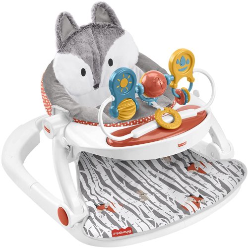 Fisher-Price Portable Baby Chair Premium Sit-Me-Up Floor Seat with Snack Tray and Toy Bar, Plush Seat Pad, Peek-a-Boo Fox | Bigbigmart.com