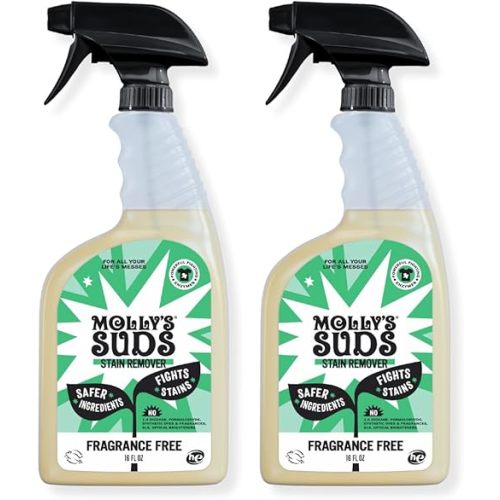 Molly's Suds Natural Laundry Stain Remover Spray | Gentle Yet Powerful, Great for Baby & Pet Stains | Earth Derived Ingredients | 16 oz, 2 Pack