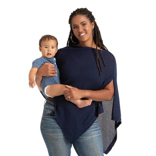 We are Amma | The Cocoon™ - Newborn Essentials Must Haves: Nursing Cover for Breast Feeding Essentials | Nursing Sweater Used as Breastfeeding Cover (Navy, One Size)