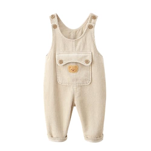 wodceeke Baby Girls Corduroy Overalls Summer Sleeveless Jumpsuits Adjustable Strap Long Pant Rompers with Pocket