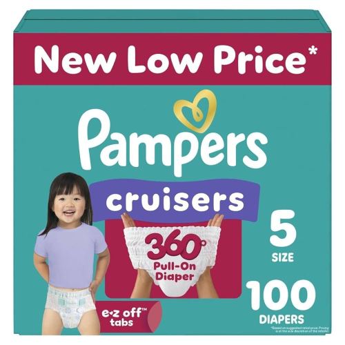 Pampers Diapers - Cruisers 360 - Size 5, 100 Count, Babyproof up to 100% Leakproof Pull-On Diaper