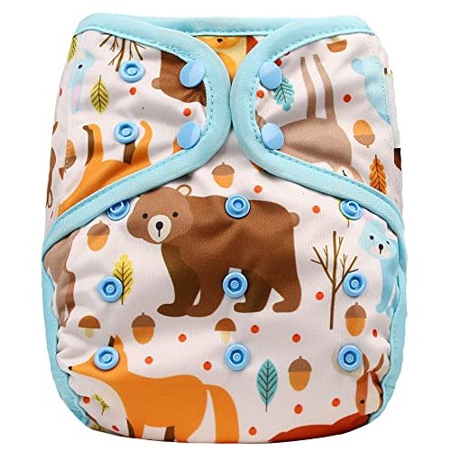 OsoCozy One Size Reusable Cloth Diaper Covers - Adjustable Snap Fit & Double Leg Gussets. Fits Babies from 8-35 Pounds.
