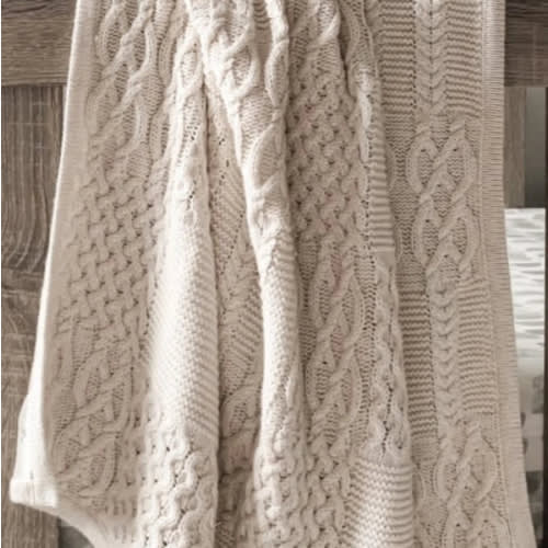 Organic Cotton Cable Knit Baby Blanket - Oat