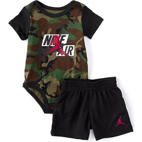 Jordan Baby Boys Jumpman Classic Camo Bodysuit & Solid Shorts 2 Piece Set (Black(55A800-023)/Camo, 3 Months)