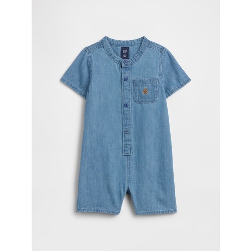 Baby Brannan Bear Denim Romper, 6-12mo