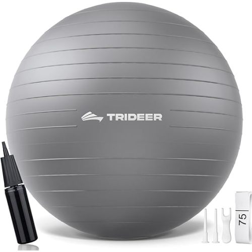 Trideer Yoga Ball - Exercise Ball for Workout pilates Stability - Anti-Burst and Slip Resistant for physical therapy, Birthing, Stretching & Core Workout, Office Ball Chair, Flexible Seating, Home Gym