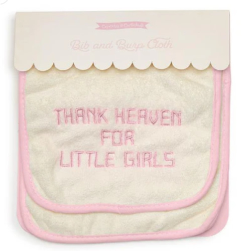 Thank Heaven For Little Girls Embroidered Bib and Burp Cloth Set – Mellow Monkey