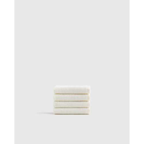 Turkish Ribbed Quick Dry Washcloth (Set of 4) in Ivory
