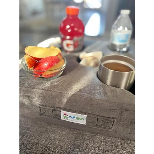 Cup Cozy Deluxe Pillow (Gray) *As Seen on TV* -The World's Best Cup Holder! Keep Your Drinks Close and Prevent Spills. Use it Anywhere-Couch, Floor, Bed, Man cave, car, RV, Park, Beach and More!