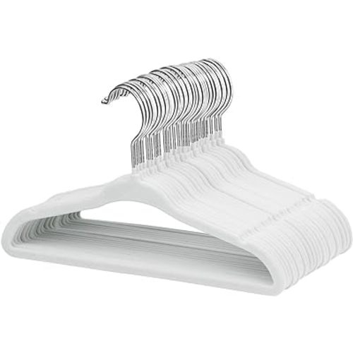 ManGotree Velvet Baby Clothes Hangers, 10.95'' Non-Slip Kids Hangers, Space Saving Hangers for Infant Toddler Children (30 Pack, White)