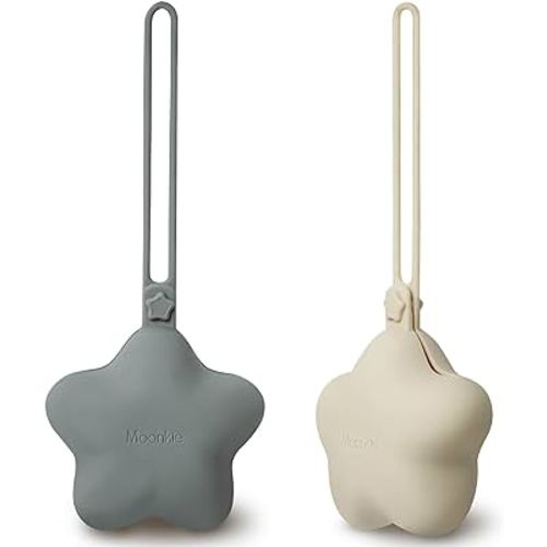 Moonkie Silicone Pacifier Holder Case, Cute Portable Pacifier Storage Case, 2 Pack