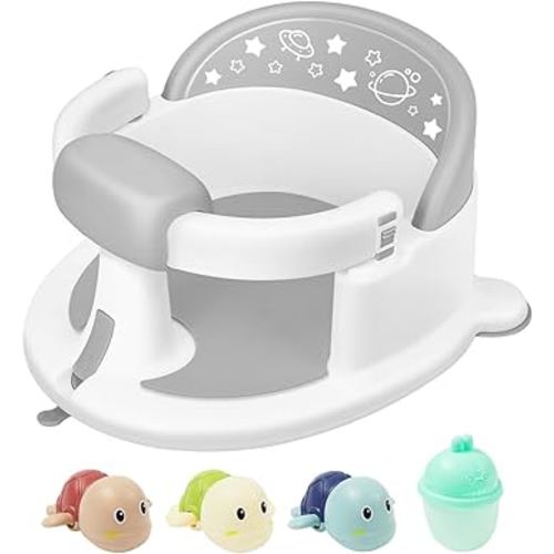 Baby Bath Seat for Babies 6 Months & up,Baby Bathtub Chair,Non-Slip Toddler Bath Support,Sit Up Bath Seat for Baby,Safe Infant & Newborn Bathtub Chair with Soft Cushion,Gray