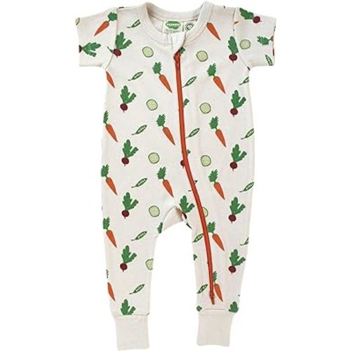 PARADE Organic Signature Print '2-Way' Zip Romper Short Sleeve