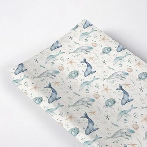 Ocean Animals Changing Pad Cover, Ocean Whale Sea Turtle Baby Diaper Changing Table Pad Cover, Unisex Ocean Whale Pattern Baby Diaper Table Changing Mat Sheet for Baby Boys Girls-16 * 32