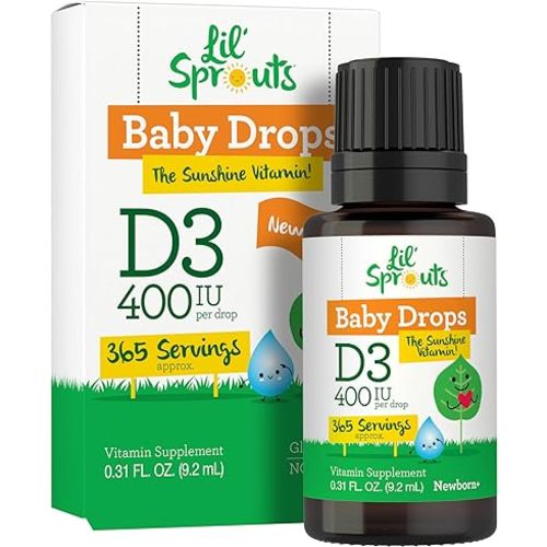 Carlyle Baby Vitamin D3 Liquid Drops | 400 IU | .31oz (9.2 mL) 1 Year Supply (365 Servings) | Vegetarian, Non-GMO, and Gluten Free by Lil' Sprouts