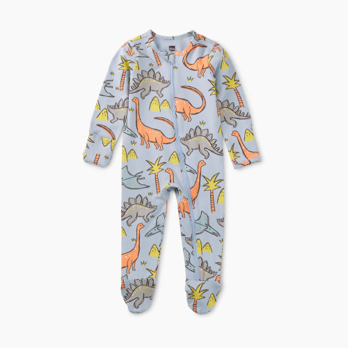 Tea Collection Footed Zip Front Baby Romper - Baby Dinos, Nb