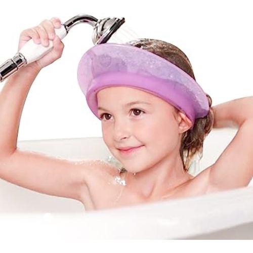 Air Cushioned Bath Visor, Shower Cap For Kids, Hair Washing Hat For Toddlers Adults, Purple