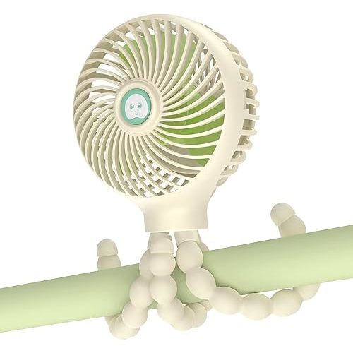 SMARTDEVIL Stroller Fan, 3 Speed Portable Clip on Stroller Fan for Baby, Battery Operated Personal Desk Fan with Flexible Tripod, Mini Handheld Fan for Car Seat, Treadmill, Camping (White)