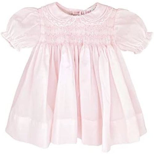 Baby Girls' Fully Smocked Dress with Lace Trim