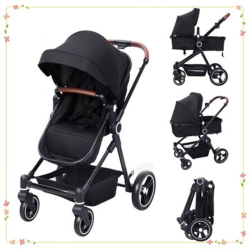 2 In1 Baby Stroller, Reversible Bassinet Pram Stroller,black