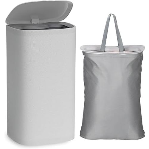 Vtopmart 70L Large Laundry Hamper Baskets for Dirty Clothes, Tall Hamper Bin with Lids, Removable Inner Bag with Handles to Easy Carry, Stylish Laundry Basket for Bedroom aesthetic, Bathroom, Dorm