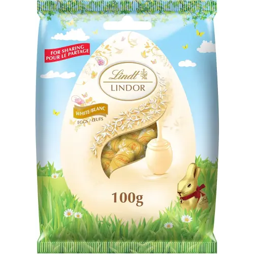 Lindt LINDOR White Chocolate Mini Eggs Bag 100g, Easter Chocolate, Easter Egg Hunt