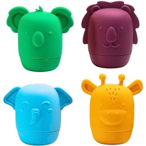 Mold Free Bath Toys - Silicone Baby Bath Toys - Non-Toxic Bath Toys for Toddlers - 4pc Pool Toys - Squirter Toys - Baby Bathtub Toys - New Set - Wild Safari