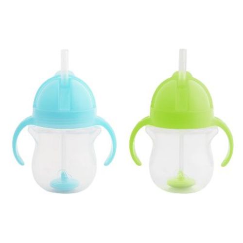 Munchkin Any Angle Click Lock Weighted 2pk Straw Trainer Cup - 7oz - Blue/Green