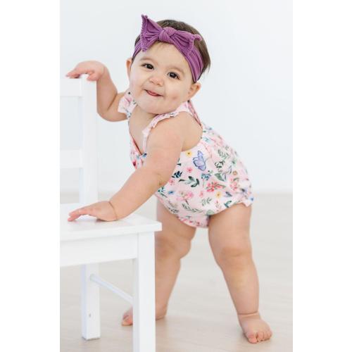 Butterfly Meadows Ruffle Cross Back Romper | Mila & Rose