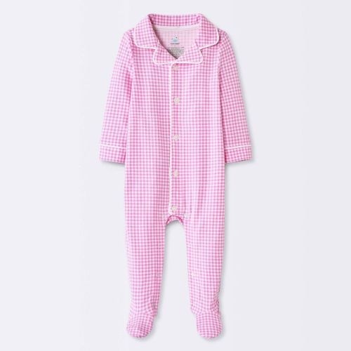 Baby Girls' Gingham Mommy & Me Long Sleeve Sleep N' Play Footed Pajamas - Cloud Island™ Pink Newborn
