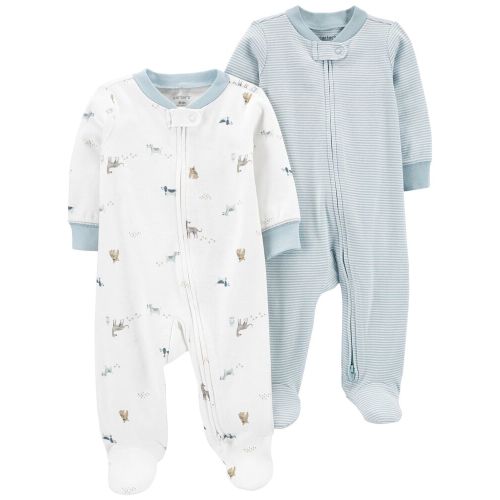 2-Pack Zip-Up Sleep & Plays - Blue/White