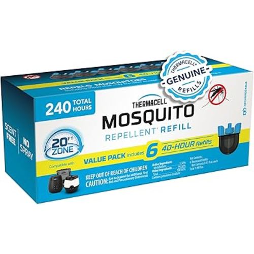 Thermacell Rechargeable Mosquito Repeller Refills; Advanced Repellent Formula Provides 20 Foot Protection Zone; Compatible with Thermacell E-Series & Radius Only; No DEET, Spray or Flame