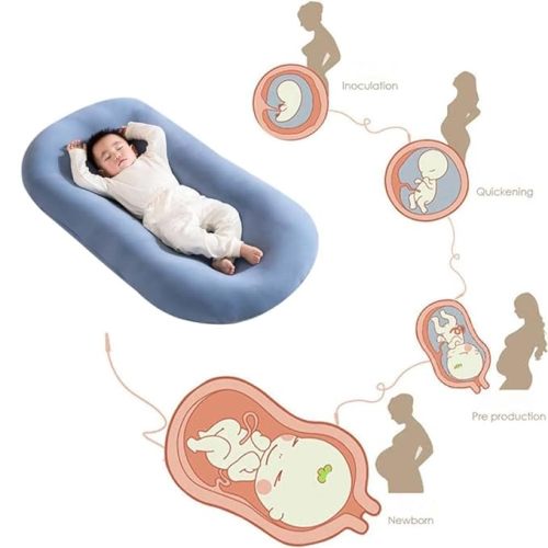 Baby Lounger, Bionic Design Baby Nest Sleeper, Baby Lounger for Newborn 0-24 Months, Soft Organic Cotton Breathable Lounger Pillow for Infants Newborn - Green Newborn Lounger