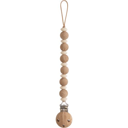 mushie 100% Silicone Baby Pacifier Clip BPA Free | Luna (Faux Wood)