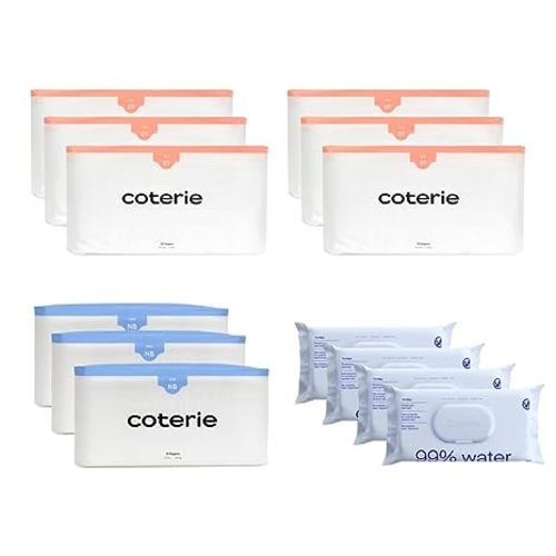 Coterie Newborn Diapers + Wipes Baby Starter Set (291 diapers)