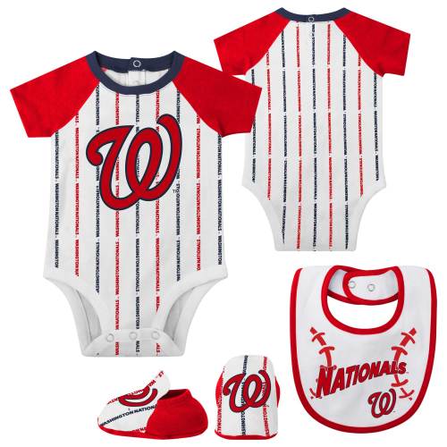 Newborn & Infant Washington Nationals White Three-Piece Play Ball Raglan Bodysuit, Booties & Bib Set