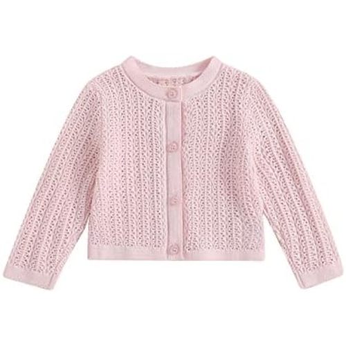 Newborn Baby Girls Knit Cardigans Long Sleeve Crewneck Hollow Knit Thin Sweater Toddler Button Tops Coat Outwear