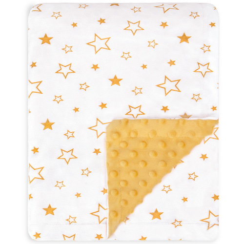 Baby Blanket for Boys Girls with Star Pattern Soft Plush Double Layer Minky Blanket with Dotted Backing, Lightweight Receiving Blanket for Infant or Newborn (30x40 Inch, Yellow)