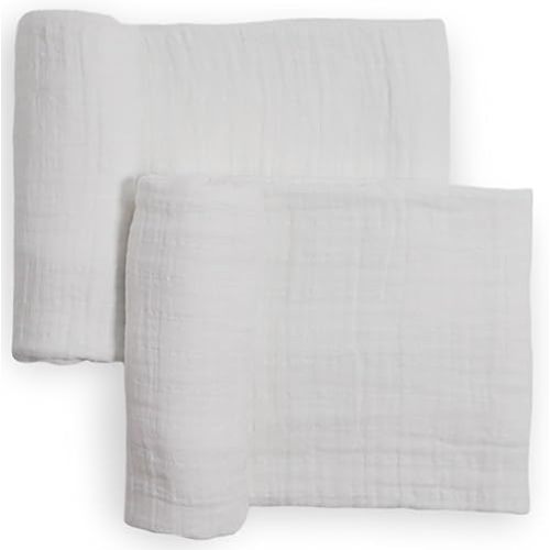 Little Unicorn 100% Natural Organic Cotton Muslin Swaddle Blanket 2 Pack | Giftable Set of 2 swaddles (White)