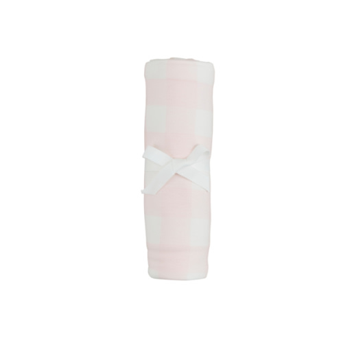 Pink Gingham Stretchy Swaddle | Mud Pie